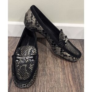 Donald J. Pliner Filo Horsebit Snakeskin Print Loafer Flats Size 7.5M